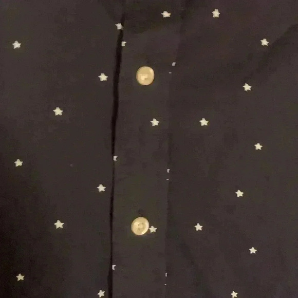 Lauren Ralph Lauren Slim Fit Stretch Non Iron Men's 17 34/35 Navy w/ Stars Shirt - Picture 6 of 8